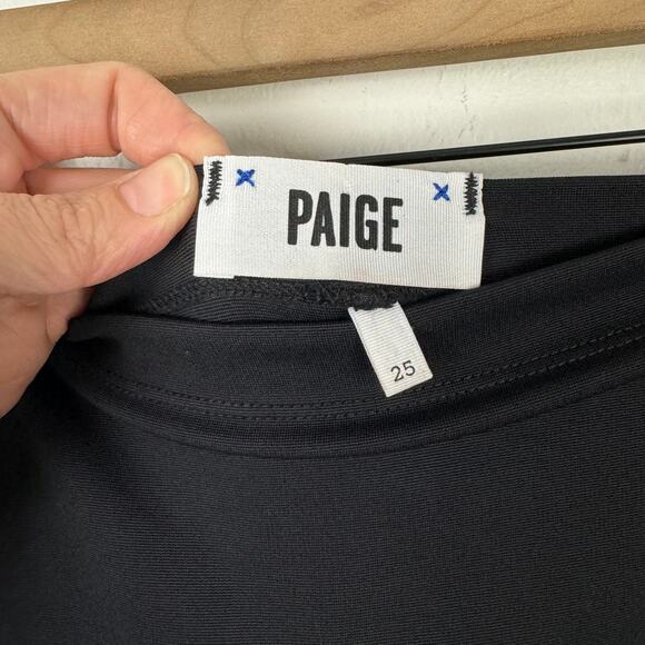 Paige | Sz 25 Maternity Full Panel Black Coated Denim Verdugo Ultra Skinny Jeans - Picture 5 of 7